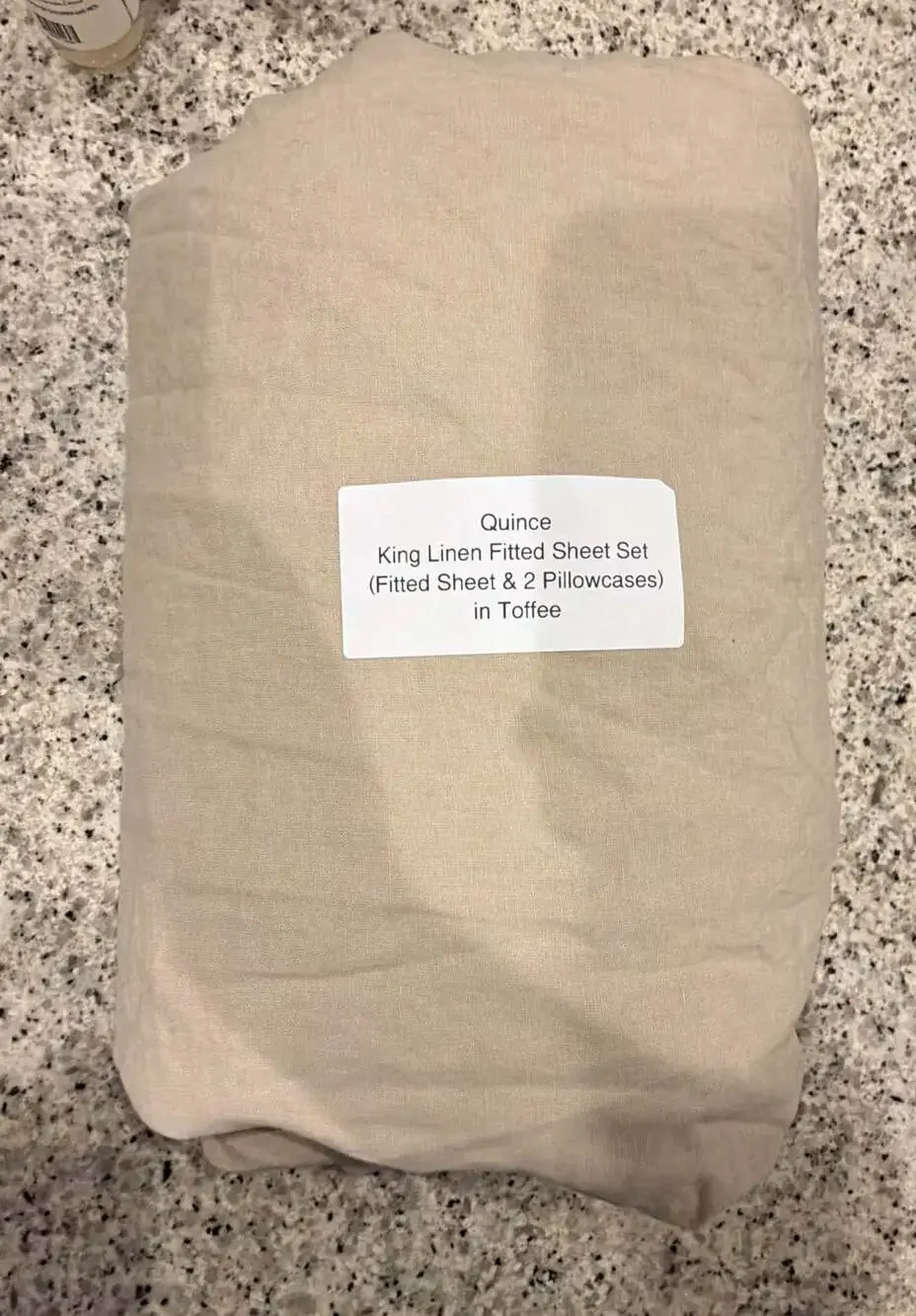 Quince King Linen Fitted Sheet Set in Toffee